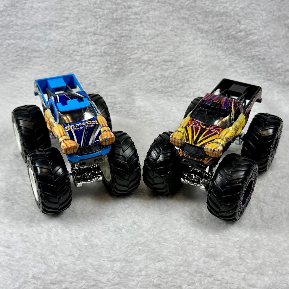 Hot Wheels Monster Jam 1:64 Diecast Truck Samson Bundle Blue & Purple Lot Of 2